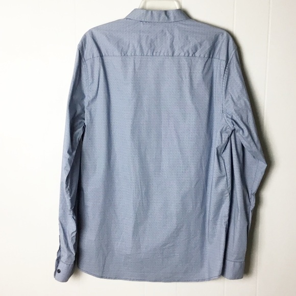 01.Algo Long Sleeve Button Shirt Men's Size L Tall Blue Slim - Picture 3 of 3